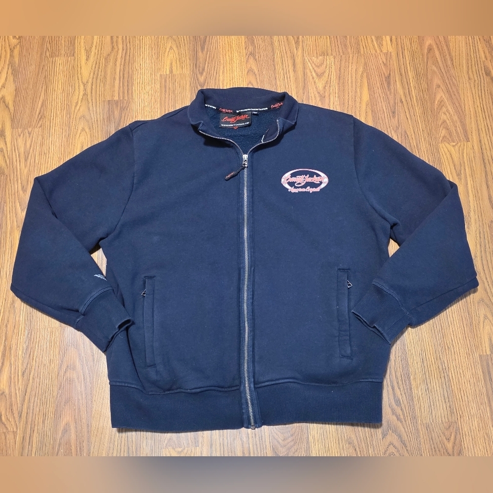 Barrett-Jackson Men’s XL Navy Full-Zip Spell Out Sweater Collector Car Auctions